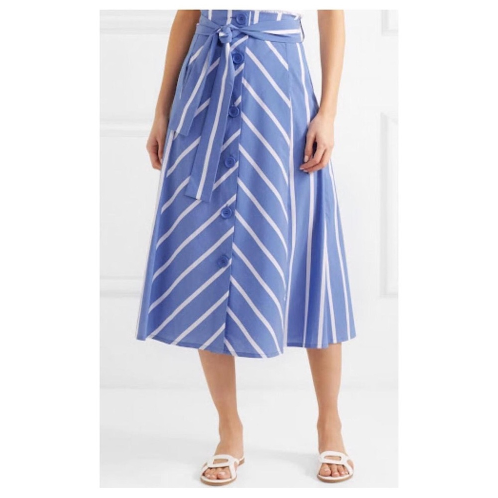 Maje Cotton Striped Blue White Skirt Size 40